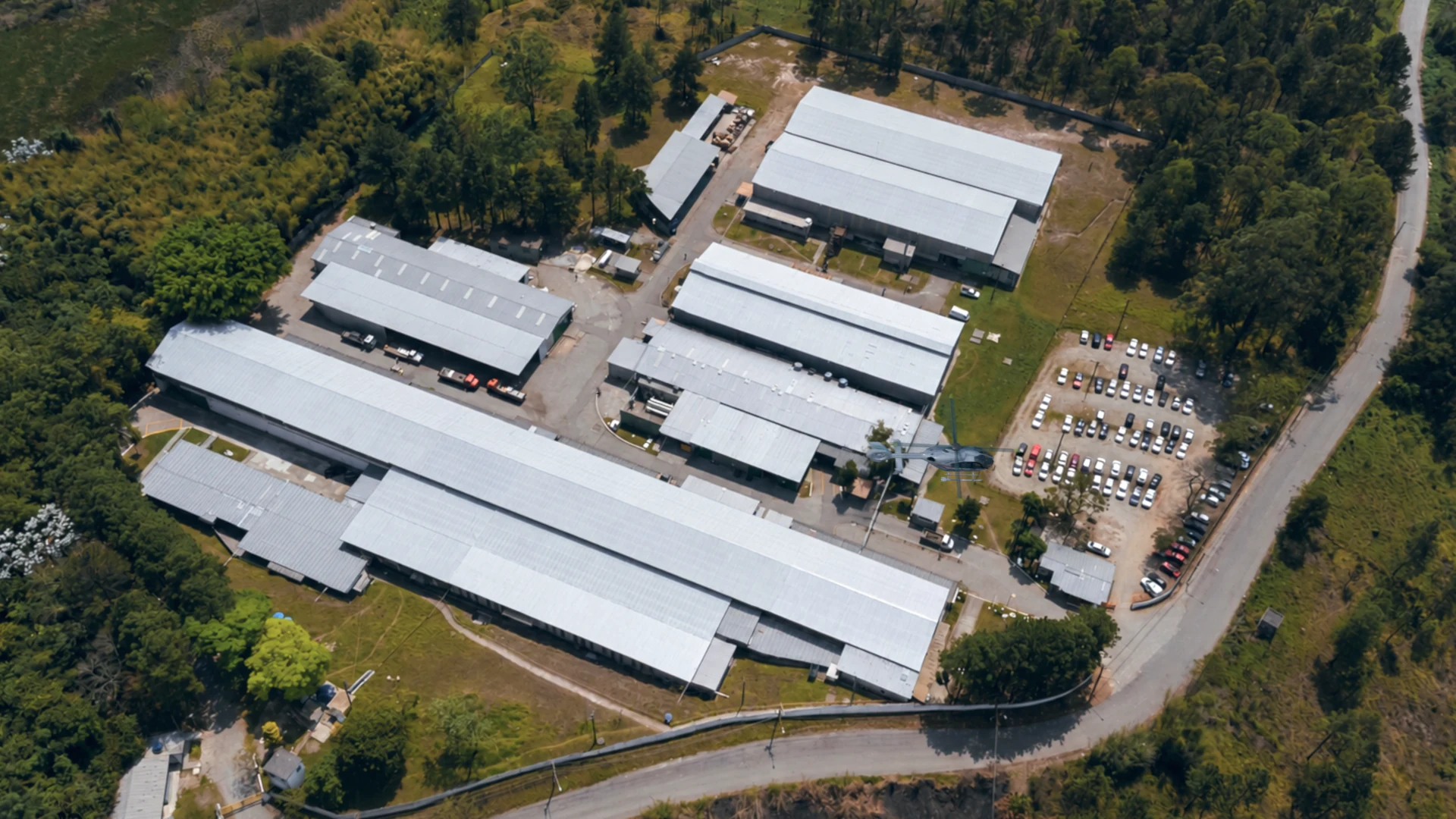 Vista aérea da unidade industrial da Tessin, imagem utilizada no site do projeto
